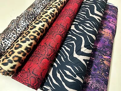 Leopard Animal Print Cotton Blend Jersey Fabric 150cms Wide Stretch  Material • £35.99