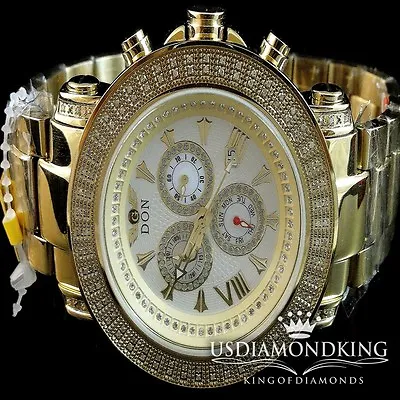 1 Ctw Genuine Diamond 2 Row Techno Grill Don Stainless Steel Watch Gold Finish  • $449.99