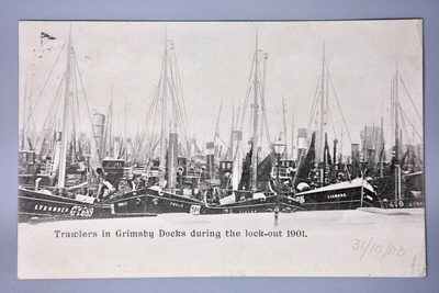 £8.50 • Buy R&L Postcard: Grimsby Dock, Fishing Trawler Boats In 1901 Lock-Out Strike