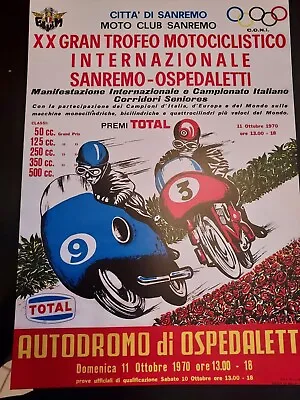 Vintage Italian Motorcycle Racing Poster Original 1970 Reprinted In 1993  • $10