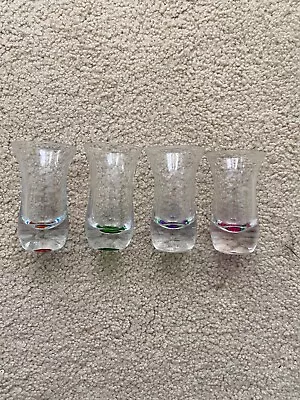 Vintage Shot Glasses Set Of 4 With Colored Bottoms • $10