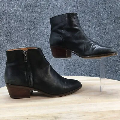 J. Crew Boots Womens 8 Black Reagan Ankle Bootie Side Zip Leather Casual G7871 • $16