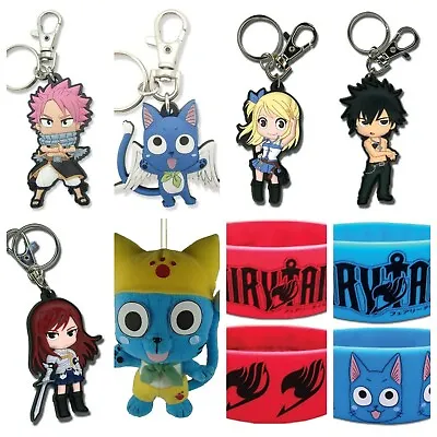 Anime Fairy Tail Happy Natsu Lucy Gray Erza Tarus Plush Keychain Charm Wristband • £8.75
