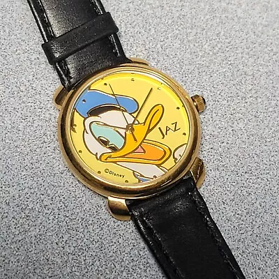 Donald Duck Seiko Jaz Watch Rare VTG Easy Read Gold Tone Dial & Case  • $49.99