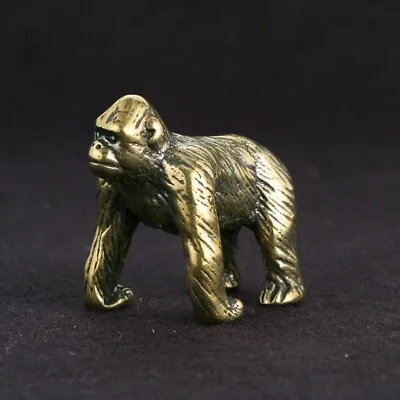 Solid Brass Monkey Gorilla Statue Tea Pet Mini Figure Animal Craft Miniature Toy • $11.60