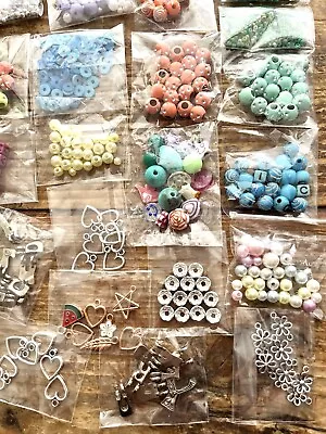 Job Lot 50 Bags Beads Letters Metal Charms Jewellery Making Lots Of Colours • £4.99