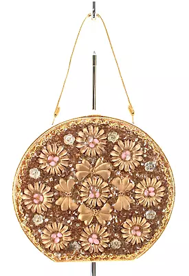 VTG Women's 60s Gold Floral Beaded Hand Bag 1960s Purse Caron Of Houston TX • $79.99