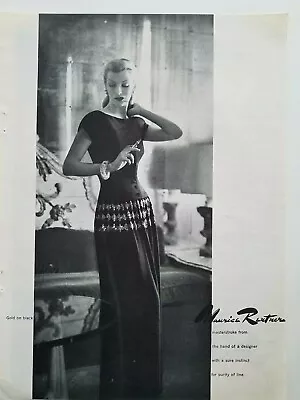 1945 Maurice Rentner Women's Long Dress Vintage Fashion Original Ad • $9.99