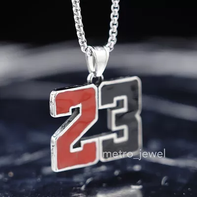 Mens Number 23 Basketball Air Michael Jordan Pendant Necklace Stainless Steel • $16.99