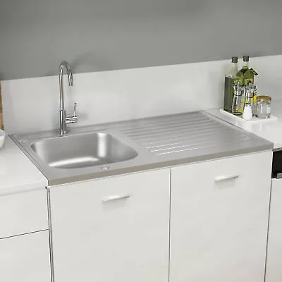 Kitchen Sink With Drainer Set  1000x600x155 Mm Stainless Steel D0Q6 • £262.31