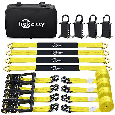 4Pack Car Tie Down Ratchet Straps For Trailers With Stake Pocket D Ring J Hooks  • $134.55