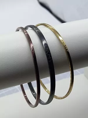 £19.99 • Buy DKNY Bundle X3 Bangle Style Bracelets Gold Tone Brown & Black Marked Steel