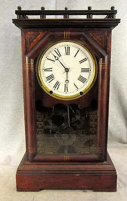 Antique 19  Seth Thomas Omaha City Mantel Clock With Key - Tested And Runs • $90.25