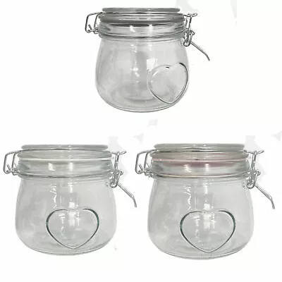 500ml Glass Jars Clip Lock Lid Airtight Food Preserving Storage Containers UK • £7.46