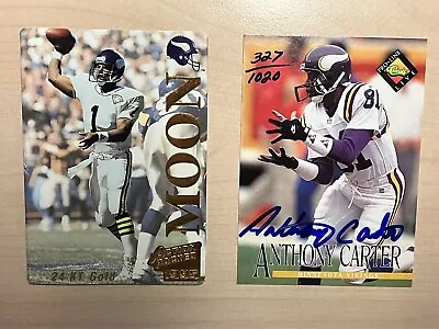 1994-95 Vikings Lot: ANTHONY CARTER AUTO + WARREN MOON “Gold” Cards • $29.99