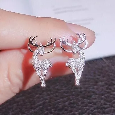 1.80Ct Round Cut Simulated Elk Deer Women's Stud Earrings 14k White Gold Plated • $139.99