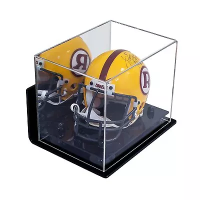 MINI Pro/NCAA Helmet Display Case  Wall Mount-Mirror-Black Risers (A003-BR) • $91.99