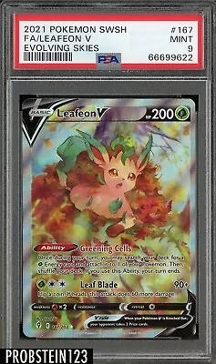 $0.99 • Buy 2021 Pokemon SWSH Evolving Skies #167 FA Leafeon V PSA 9 MINT