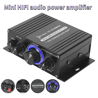 40W Power Digital Amplifier Home Audio HiFi Stereo Audio Car Amp MIC MP3 AUX • £10.89