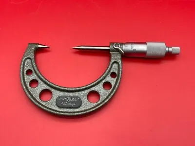 Mitutoyo 112-226 Point Micrometer 1-2  .001  Ratchet 30 Deg Steel Point Display • $95