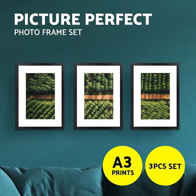 Artiss Photo Frames Black A3 Picture Painting Holder Set Home Decor 3PCS 12x17in • $29.95