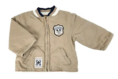 Vintage Original Mickey Jacket Boys 18 Toddler Khaki Disney Mouse Quilted Zip • $24.88