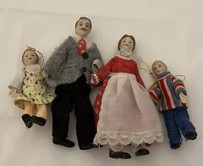 VTG Artisan Dollhouse Miniature Porcelain Family Poseable Dolls Made Ornaments • $27.50