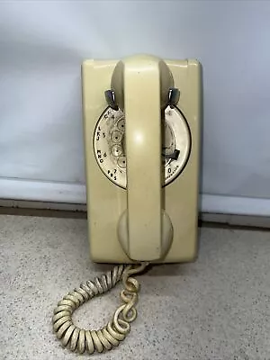 Vintage Beige Wall Mount Rotary Dial Telephone - Western Electric Bell UNTESTED • $24.99