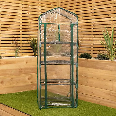 1.3m Outdoor Garden Patio Mini Greenhouse With 4 Shelves • £17.95