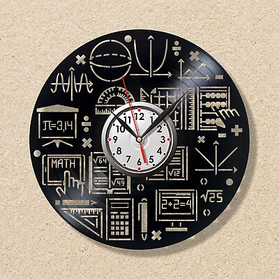 Math Clock  Vinyl Clocks Mathematics Clock Record Decoration Wall Black Clock • $18.50