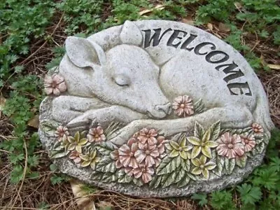 WELCOME Deer Stepping Stone Mold Plaster Concrete Casting  11  X 9  X  1  Thick • $19.99