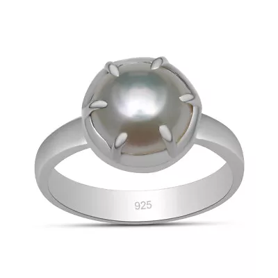 10X10 Mm Pearl Gemstone 925 Sterling Silver Prong Set Ring For Women & Girls • $14.95