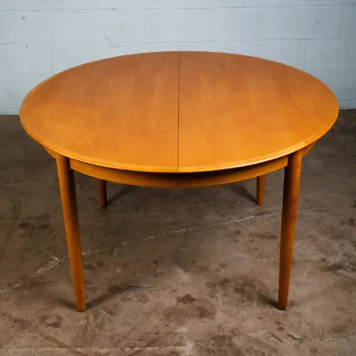 Mid Century Danish Modern Dining Table Oak Round Denmark Circular Refinished Mcm • $1298.98