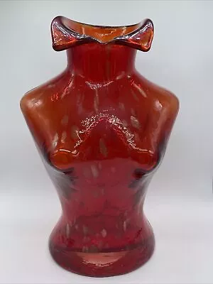 Art Glass Torso Bust Vase Body Profile Art Deco Red And Gold Female Vase • $59.46