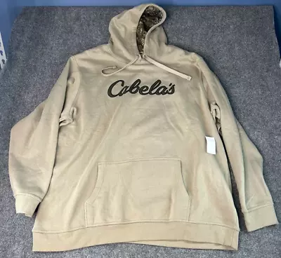 Cabelas Hoodie Mens 3XLT Tall Tan Pullover Sweatshirt Outdoors Camo Lined Hood • $24.99