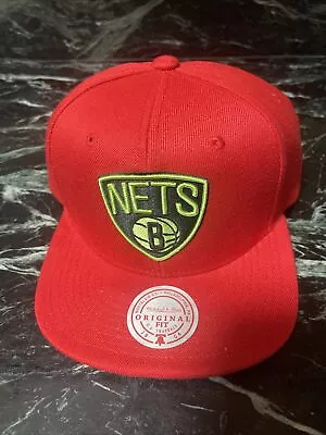 Brooklyn Nets Mitchell & Ness Hat Reverse Grinch Team Snapback HWC Red Cap NWT • $20