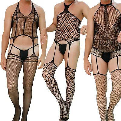 US Mens Sissy Lingerie Naughty Fishnet Lingerie Hollow Out See Through Bodysuit • $7.19