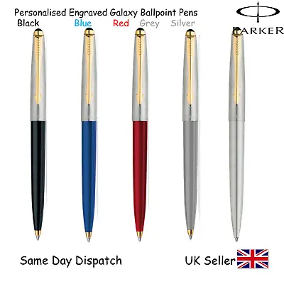 £12.99 • Buy Personalised Engraved Parker Galaxy Pen Ballpoint- Black Silver - Christmas Gift