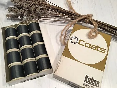 Vintage Coats Koban Button Thread. Original Box. 12 Spools. Graphite • £4
