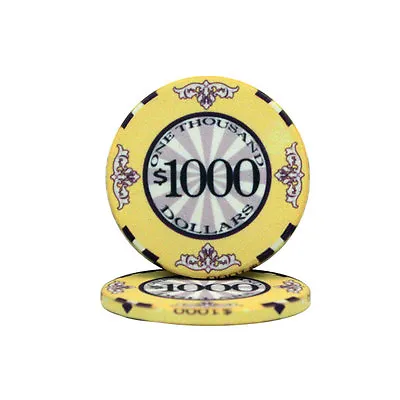 25 Yellow $1000 Scroll Ceramic Poker Chips - Flat Rate Shipping - Mix & Match! • £9.88