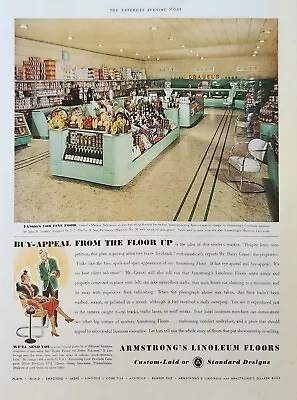 1937 Armstrong Linoleum Floors Vintage Ad Famous For Fine Food • $13.95