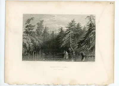 W.H. BARTLETT AMERICAN SCENERY BARHYDT's LAKE  Lithograph From 1840 Book • $44.99