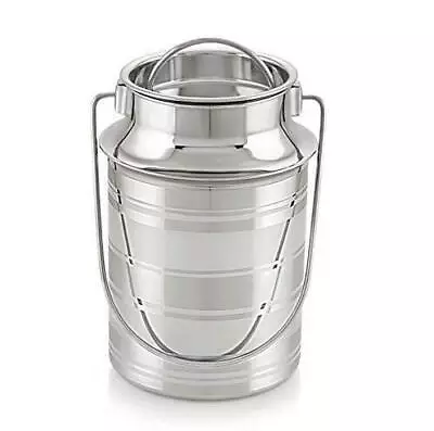 Stainless Steel Milk Can Oil Can Milk Barni Ghee Storage Can Silver 1.25Liter • £19.07