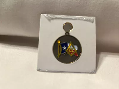 Freemasonry Masonic Key Chain Or Medallion  With Texas Flag Glass Center  • $20