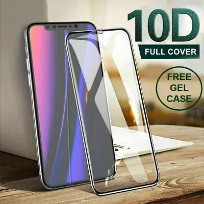 10D Full Cover Tempered Glass For IPhone 13 Pro Max Ma X XR 12 13 7 8 & Gel Case • £1.99