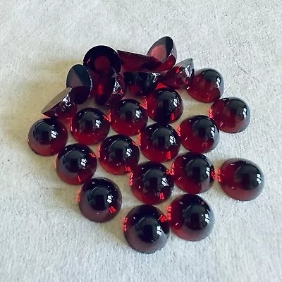 BA208 Vintage Glass Cabochons 11mm Round Ruby Hicut Unfoiled Flat Back (24) • $4.99