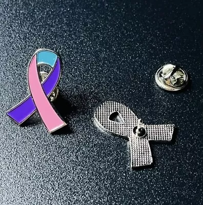 NEW Thyroid Cancer Awareness Ribbon Enamel Badge/brooch. Proceeds Go To Charity. • £2.50