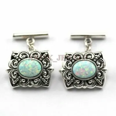 Natural Opal Gemstone With 925 Sterling Silver Vintage Style Cufflink #2440 • $94.90