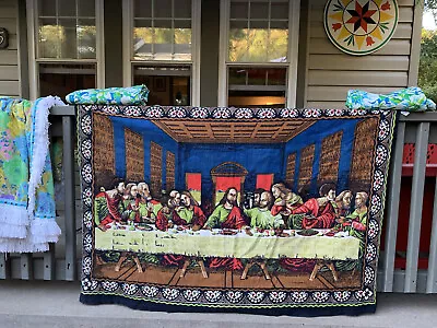 Vintage Last Supper Tapestry Wall Hanging Jesus Christ Disciples Turkey Turceman • $55