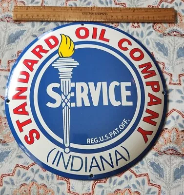 Mint Porcelain Standard Oil Company Indiana Sign Vintage Clean • $95